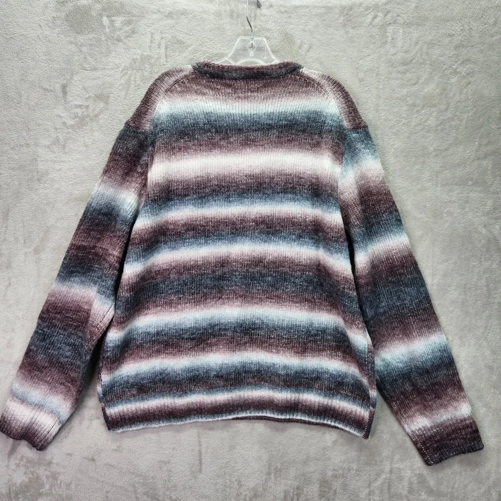 Perry‎ Ellis Sweater Mens XXL Multicolor Gradient Wool Blend Striped Crew Neck